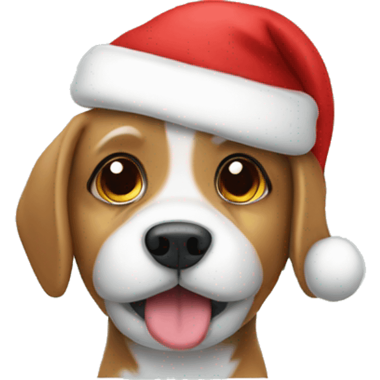 cute dog with a santa hat on his head emoji