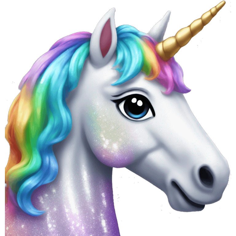 Glittery rainbow-maned unicorn  emoji