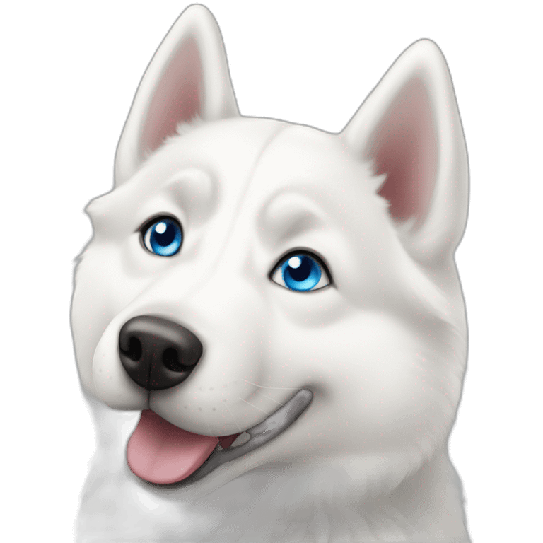 Young White Siberian husky smile  blue eyes emoji