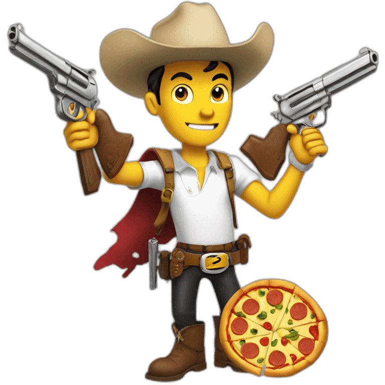 Lucky luke with pizza and guns emoji