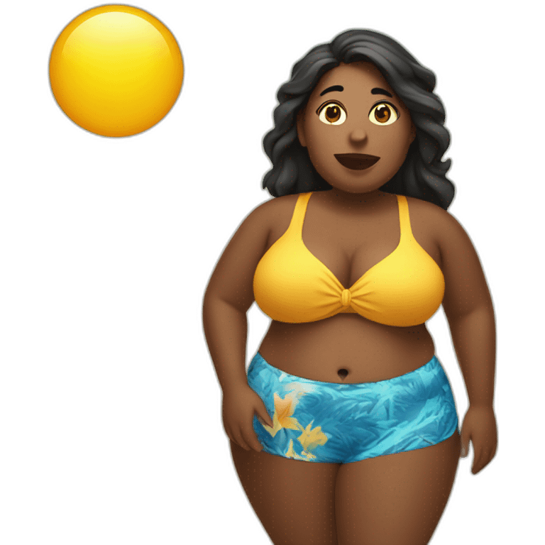 fat woman on beach emoji