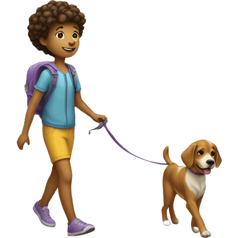 kid is walking the dog emoji