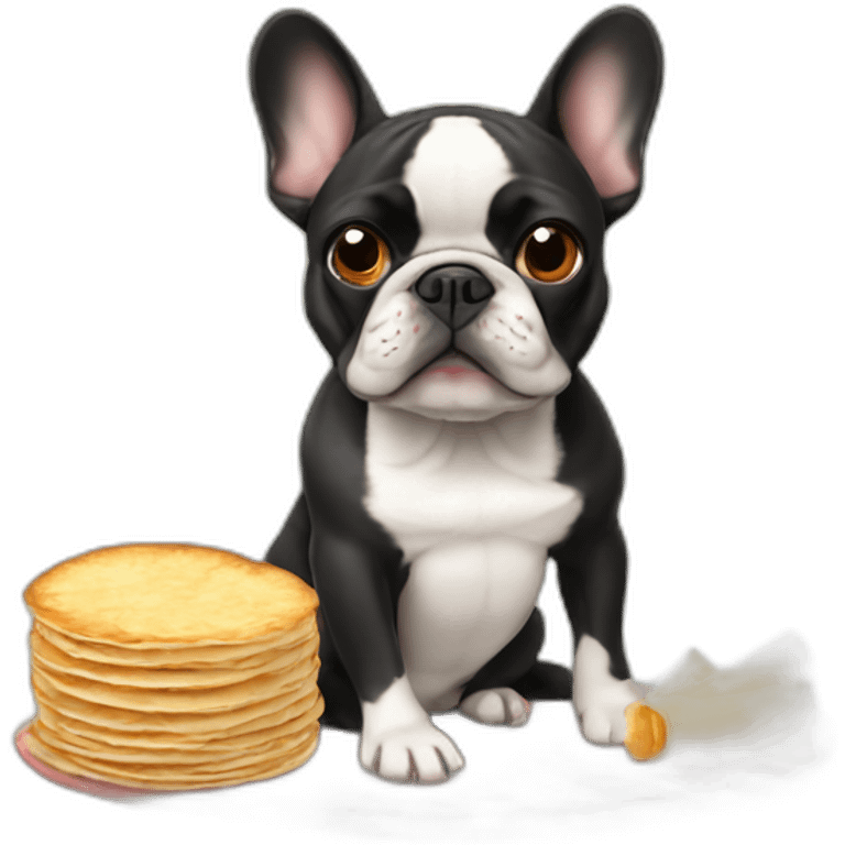 FRENCH BULLDOg with crapes emoji