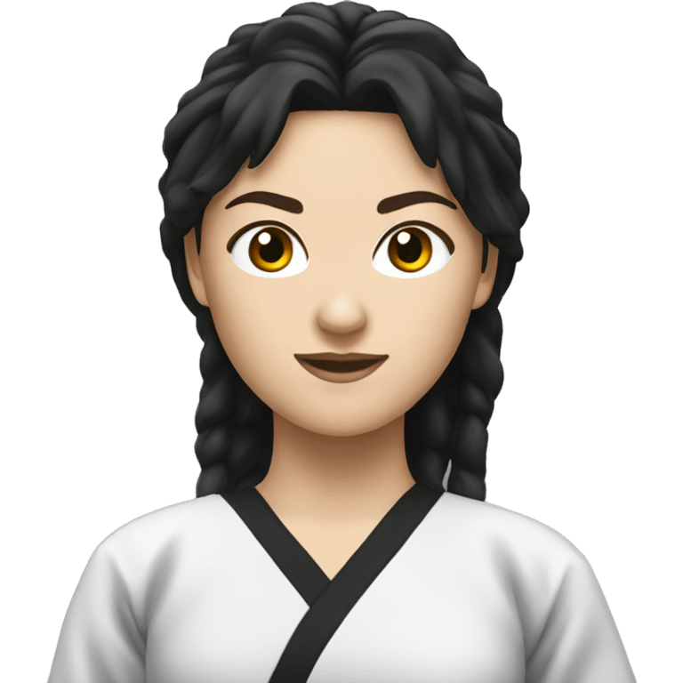 white woman with black hair in taekwondo uniform emoji