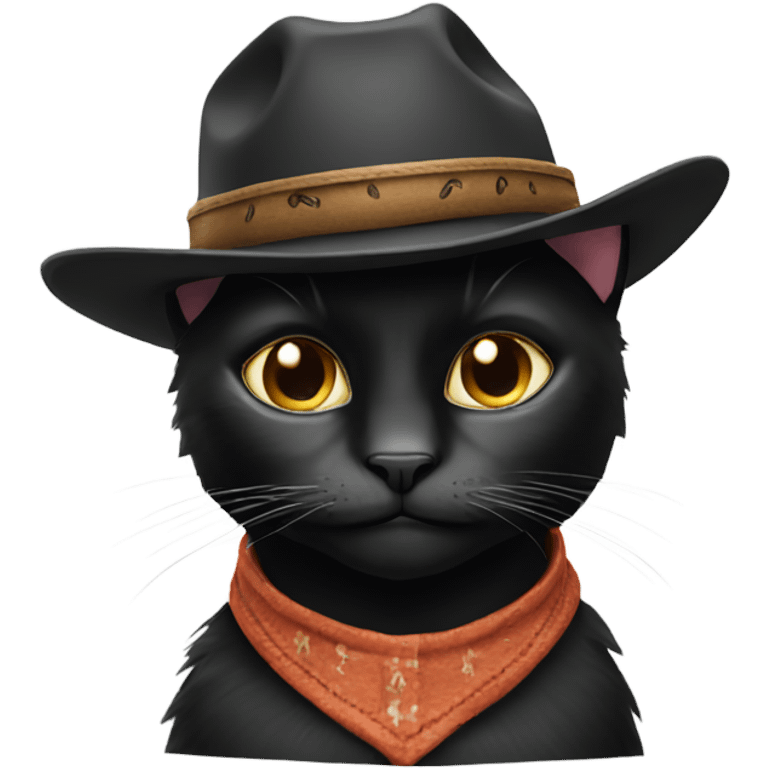 Black cat wearing cowboy hat emoji