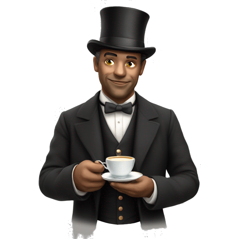 Photorealistic man A British gentleman in a monocle and a top hat with a cup of tea in his hand emoji