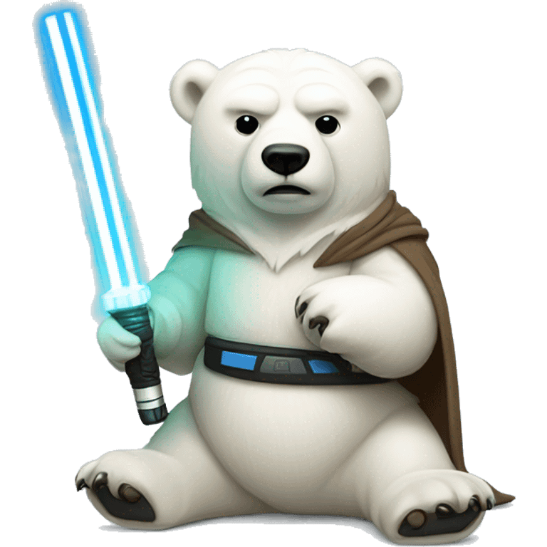 Jedi polar bear with soccer ball with light saber emoji