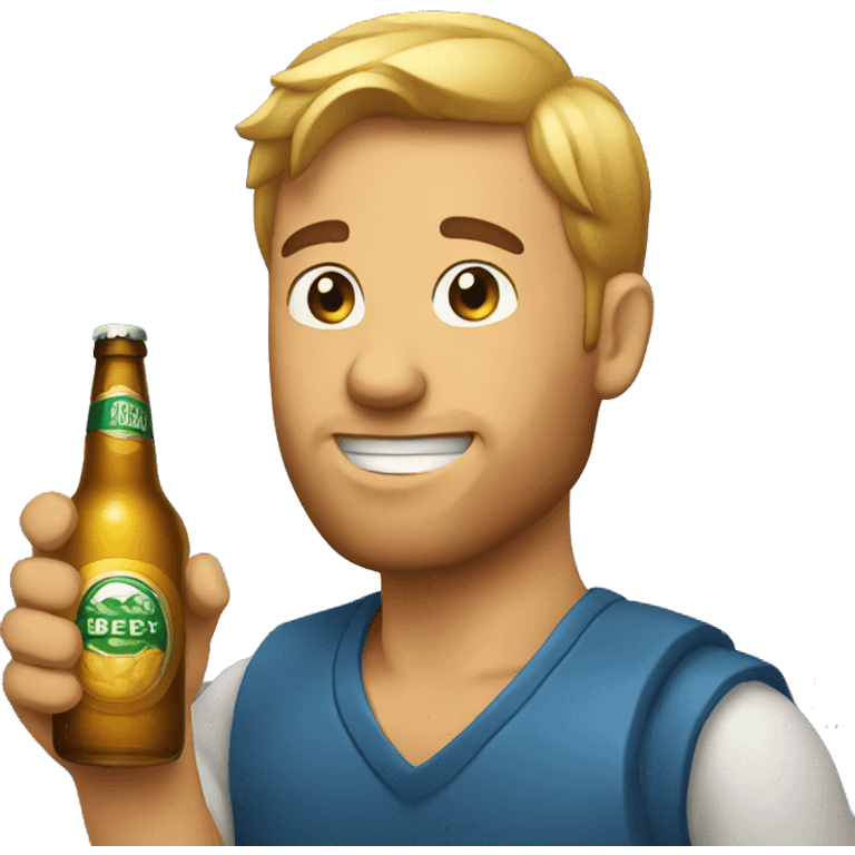 a man holding a beer bottle emoji