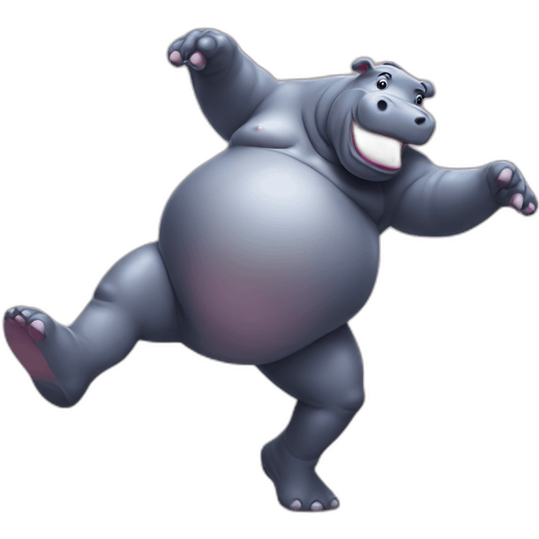 Dancing hippo in a seductive manner emoji