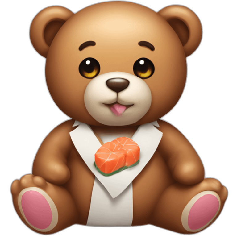 Teddy bear with a kiss on the Cheek and sushi  emoji