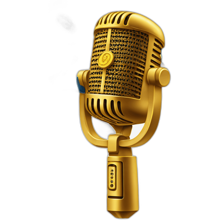 Microphone with ascending arrows and currency symbols: illustrating reach amplification and financial impact. emoji