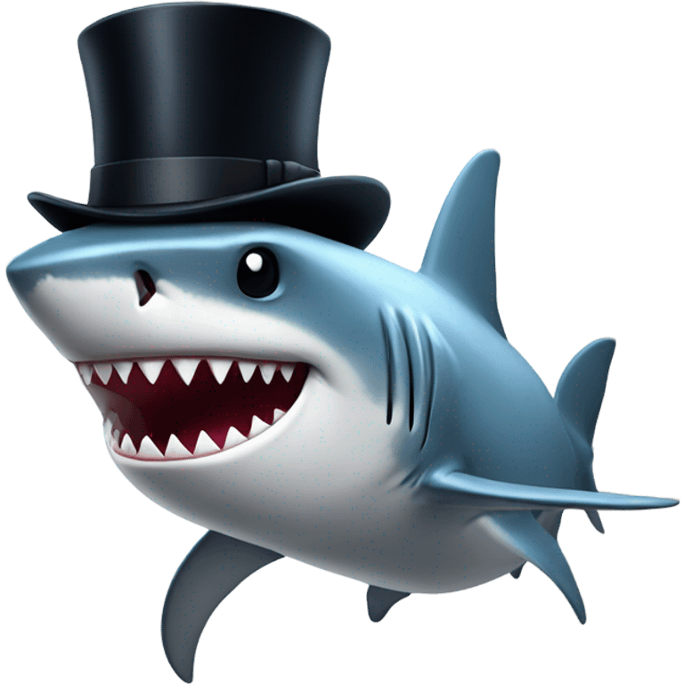 Shark with a top hat emoji