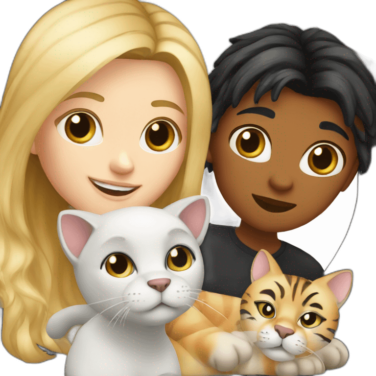 Blond white girl with black cat and tiger cat emoji