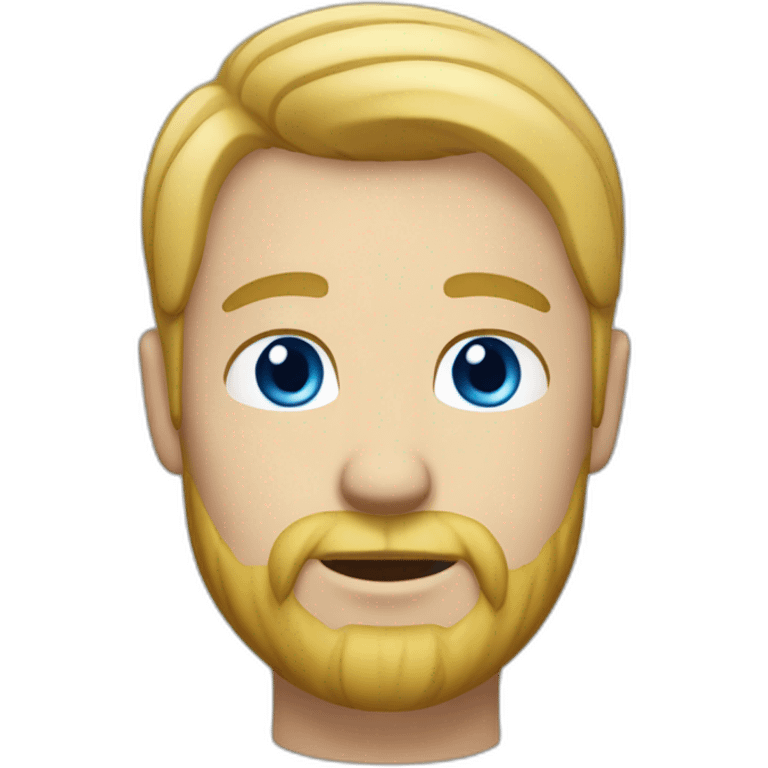 Man with blond hair and blue eye, short hair and a soft beard emoji