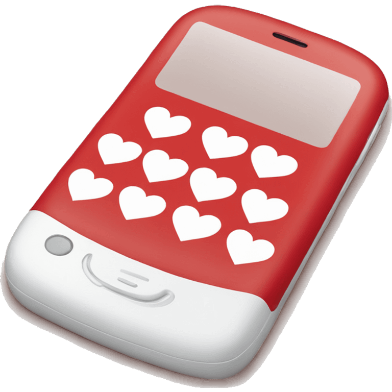 Cute red cellphone with a white heart on the screen  emoji