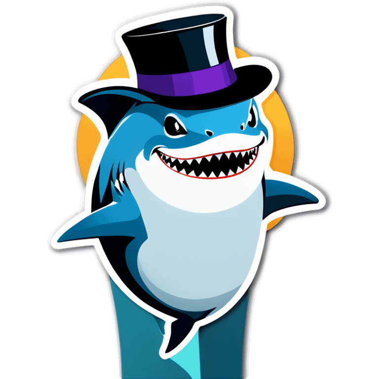 Shark with a top hat emoji