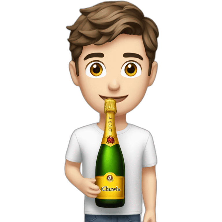 Charles Leclerc with champagne bottle emoji