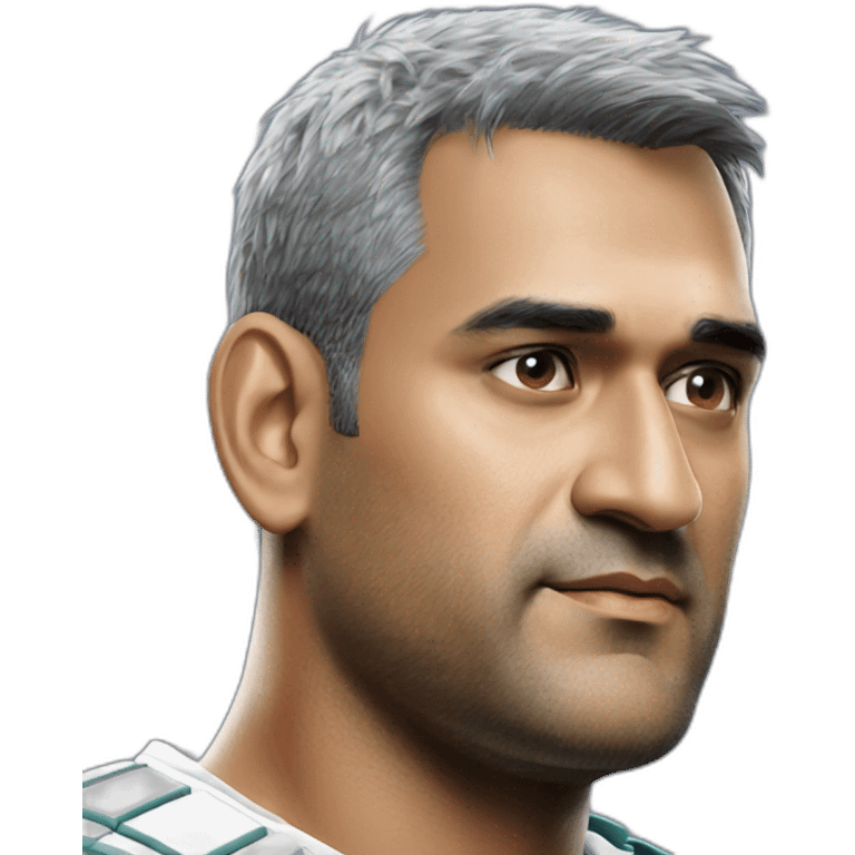 ms dhoni looking left side, smart , handsome emoji