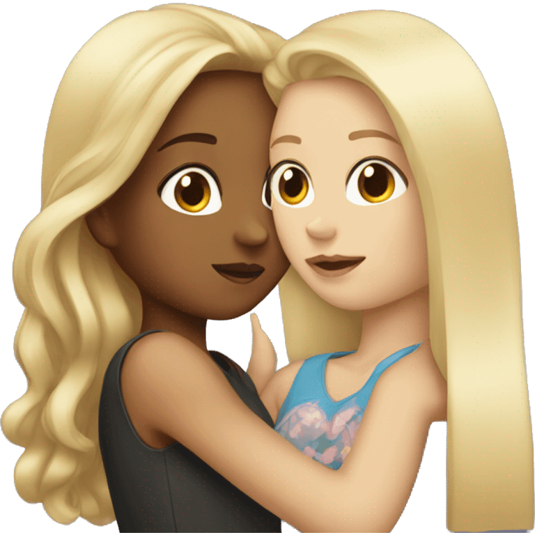 Blonde girl Kissing a  brunette girl emoji