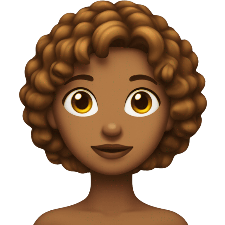 Chica con pelo rizado de color marrón oscuro,piel canela emoji