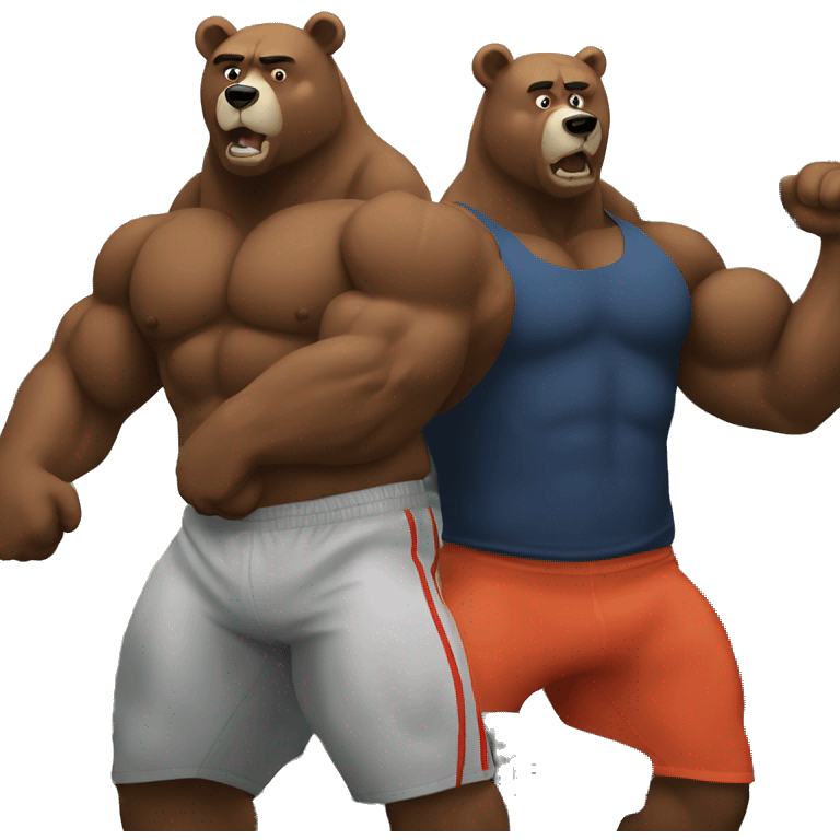 two strong bears on gym emoji