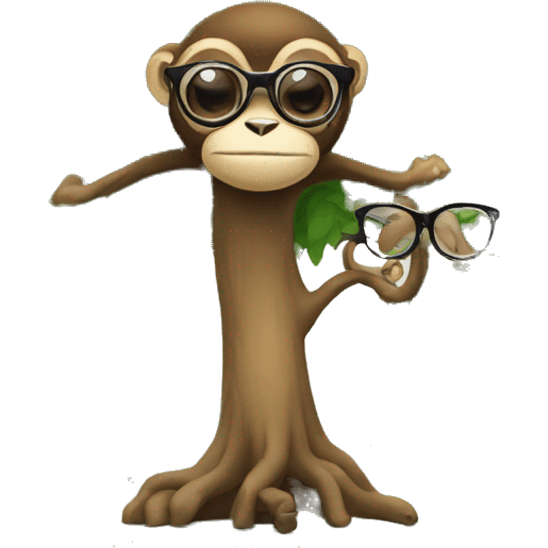 Tree with a monkey and glasses emoji