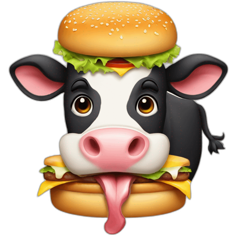 Cow eating burger emoji