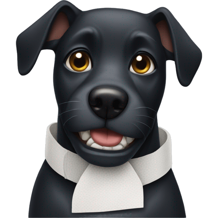 black dog with toothache bandage emoji