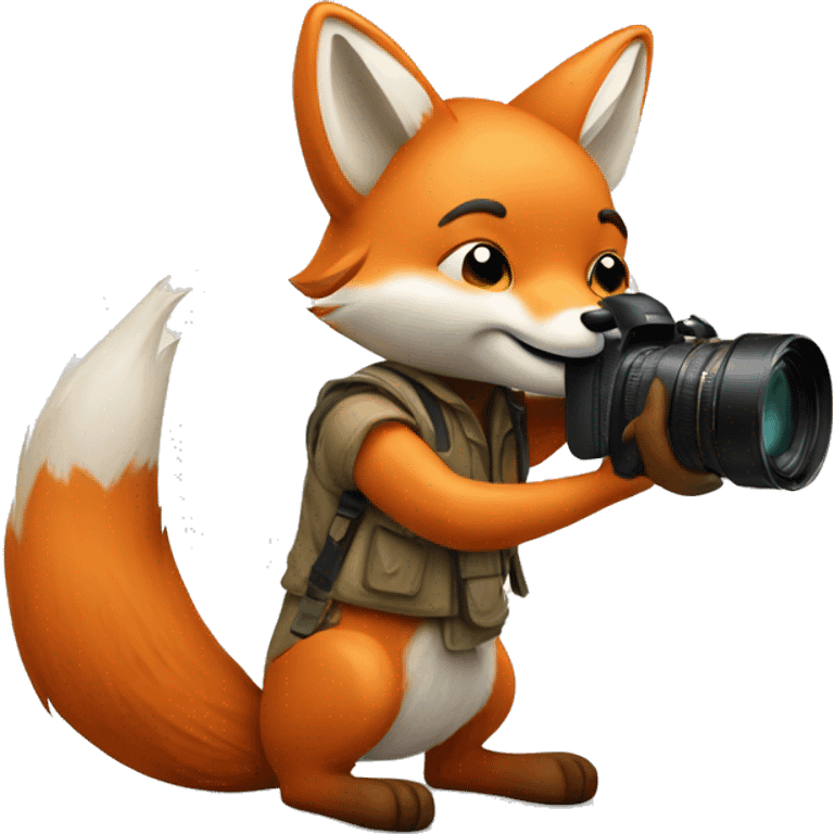 Little fox with photo camera emoji