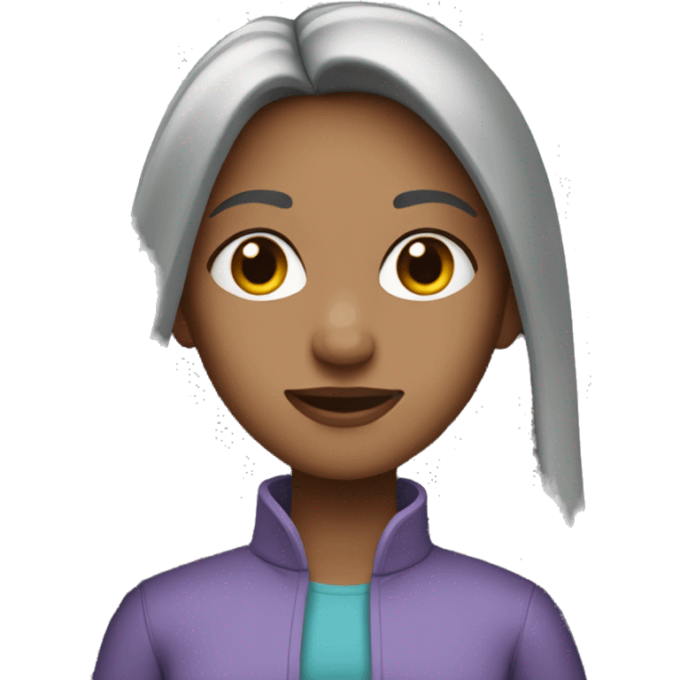 Girl with long straight gray hair parted in the middle emoji