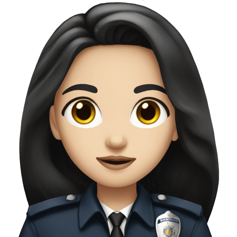 pale girl with long black hair with police uniform  emoji