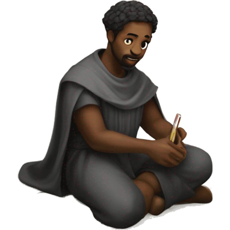 black medieval architect drawing on floor plan emoji