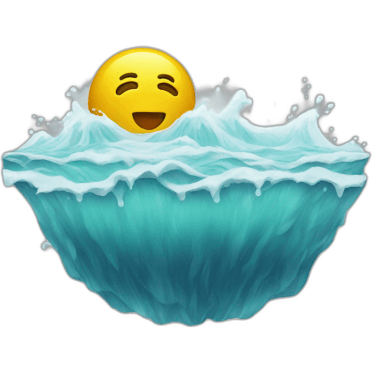 Yellow round emoji with white water emoji