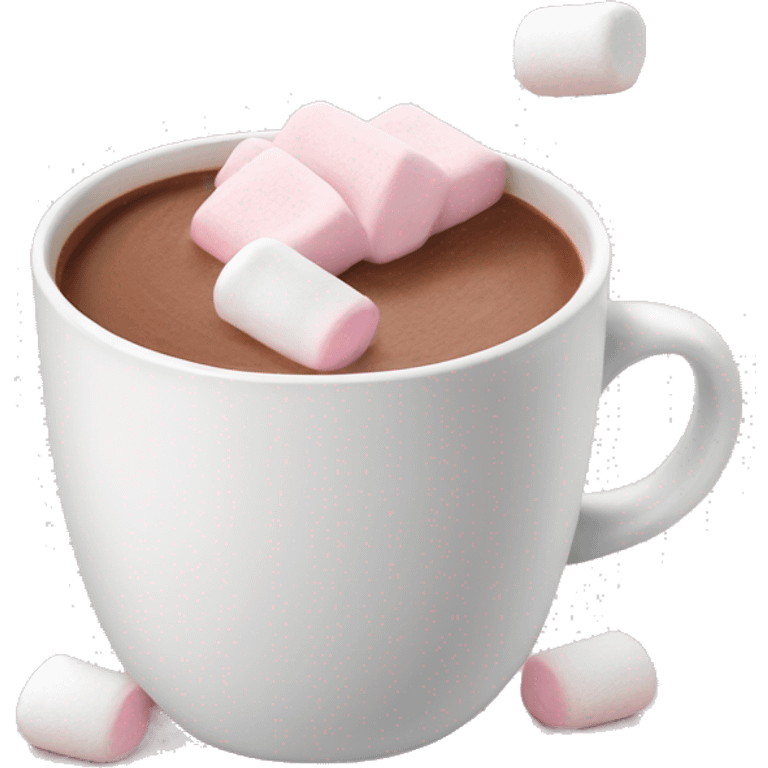 Light Pink mug of hot chocolate with marshmallows  emoji