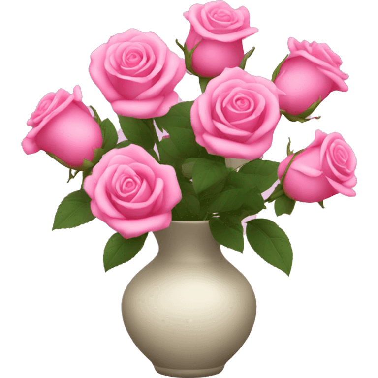 Pink roses in vase emoji