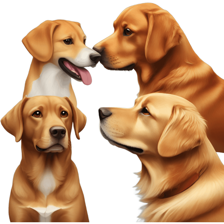 Couple and fox red Labrador and golden retriever  emoji