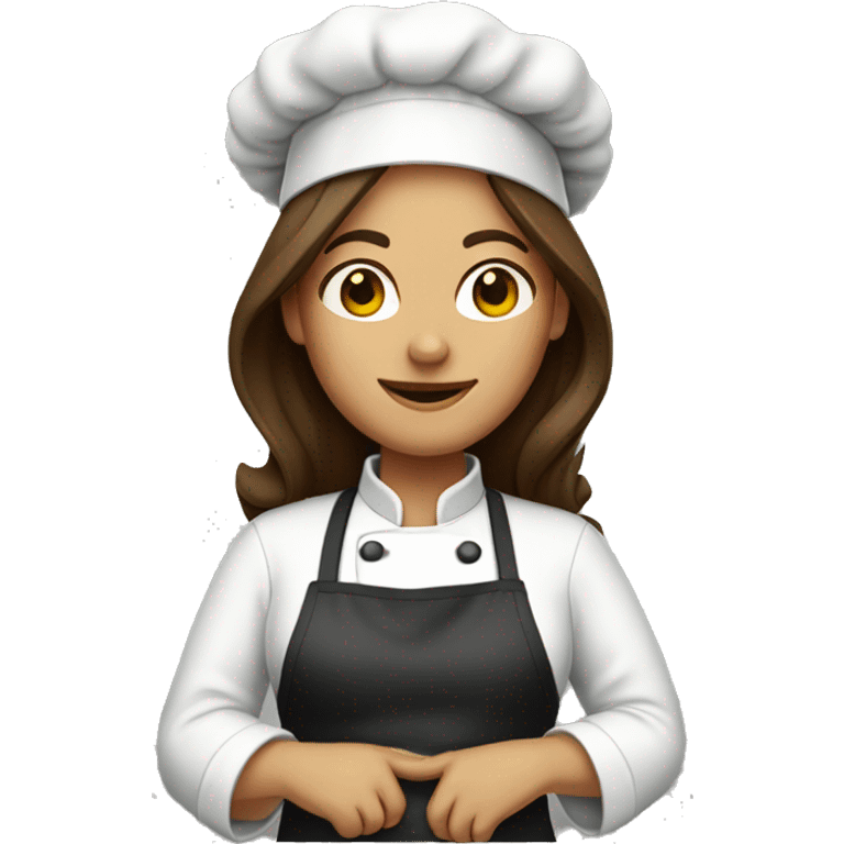 chef lady with long brown hair emoji