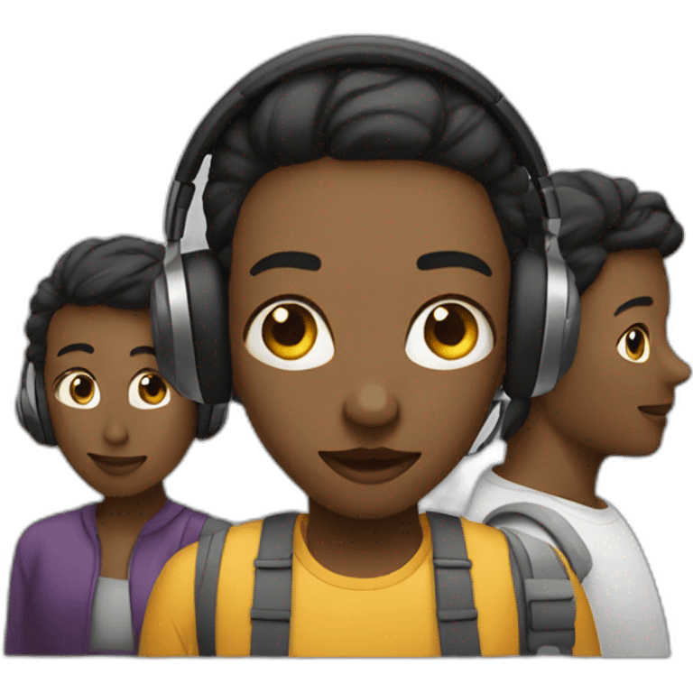 3 people listening to music emoji