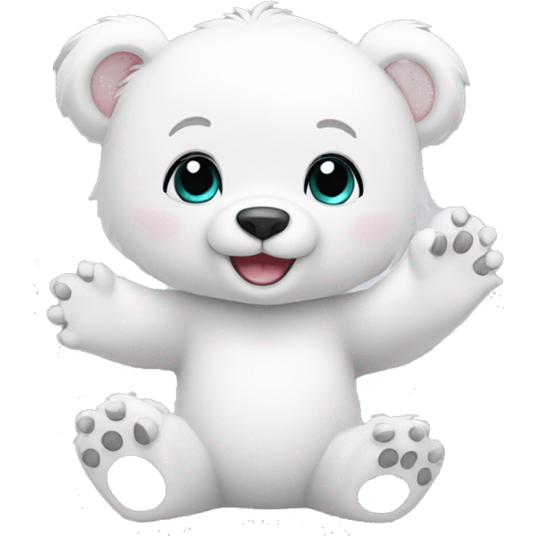 cute white bear cub waving emoji