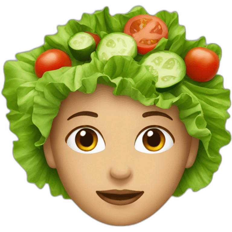 Woman with a salad on head emoji