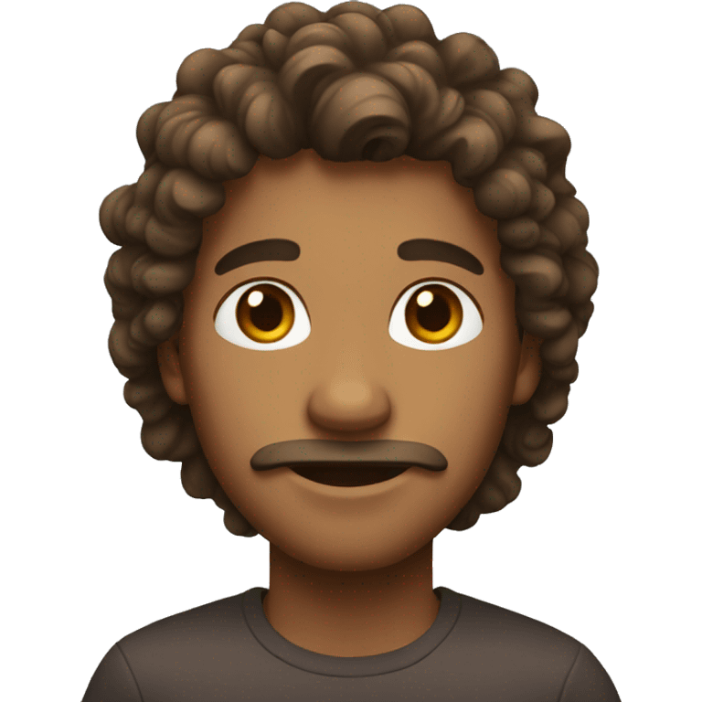 Male Brown face with long curly hair  emoji