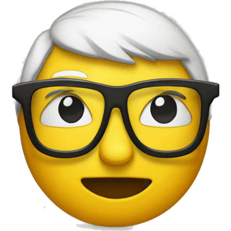 yellow nerd emoji with big glasses with white tape in the middle of glasses emoji