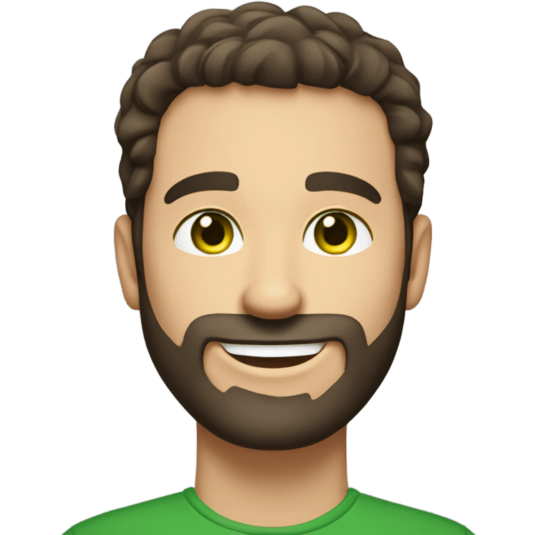 handsome optimist brunette man and beard green eyes emoji