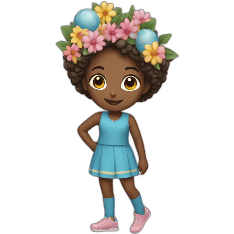 girl with flowers and balls emoji