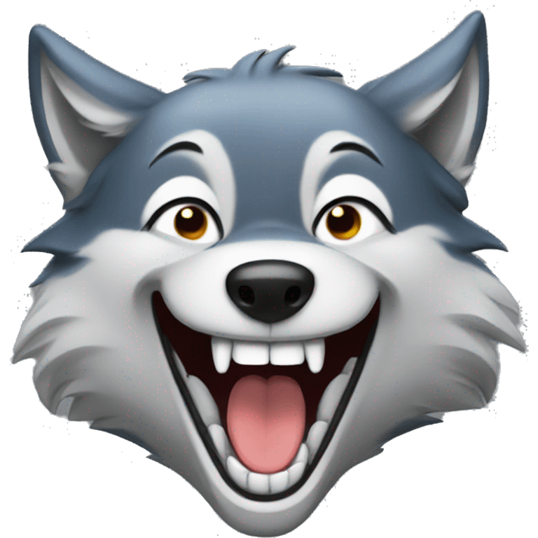 Wolf laughing out loud emoji