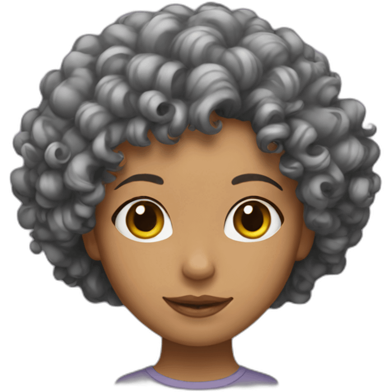 female with curly hair and a cat emoji