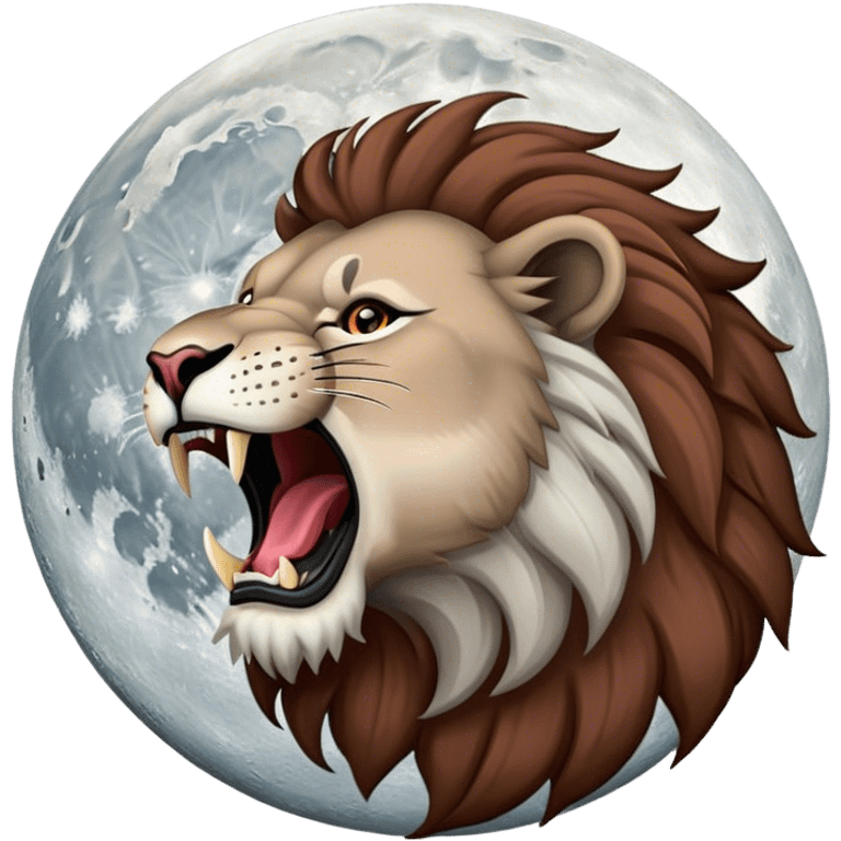 Full snow moon with roaring lion emoji