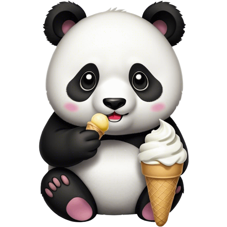 Panda eating ice cream emoji