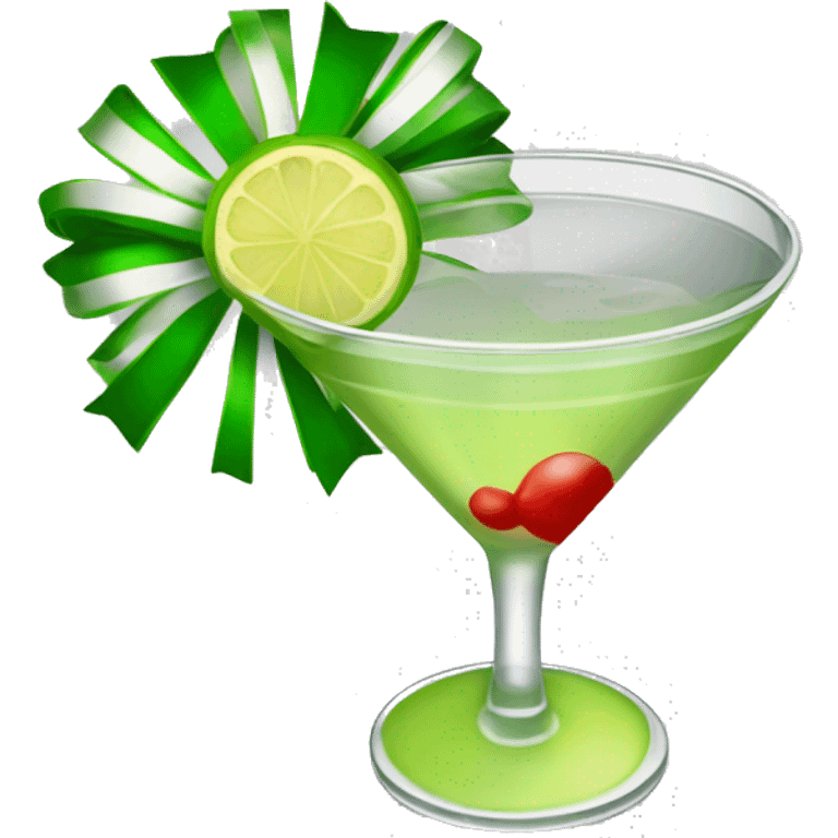 an  holiday margarita in a martini glass with a bow on the stem of the glass emoji