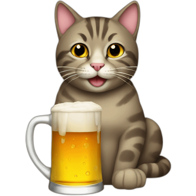 Cat drinking a beer emoji